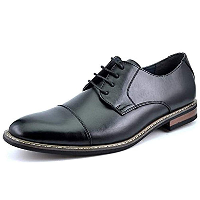Bruno Marc Moda Italy Prince Men's Classic Modern Oxford Lace Dress Shoes,Size 8.5W,Black - Image 1